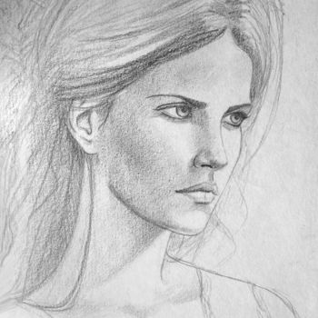 Drawing titled "Face" by Stanislao, Original Artwork, Pencil