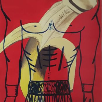 Malerei mit dem Titel "Boxer" von Stanislas Dabrowicz, Original-Kunstwerk, Acryl