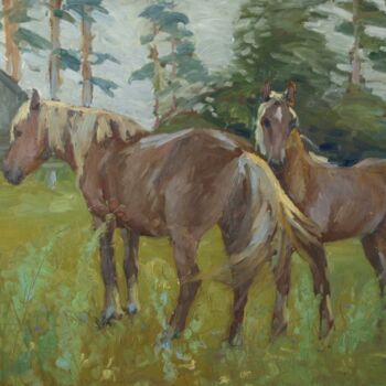 Painting titled "Horses" by Stanislav Antipov, Original Artwork