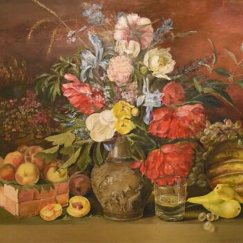Pittura intitolato ""Цветы и плоды"" da Stanislav Blinkov, Opera d'arte originale, Olio