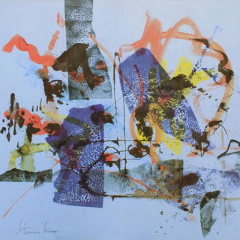 Peinture intitulée "Abstract landscape-I" par Stanislav Bojankov, Œuvre d'art originale, Fusain