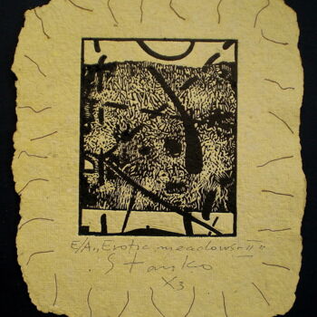 Druckgrafik mit dem Titel "Erotic meadows-II" von Stanislav Bojankov, Original-Kunstwerk, Linoldrucke