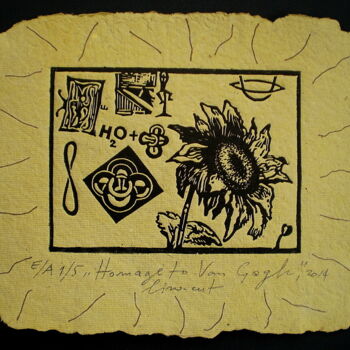 Obrazy i ryciny zatytułowany „Homage to Van Gogh” autorstwa Stanislav Bojankov, Oryginalna praca, Linoryty