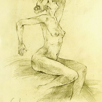 Zeichnungen mit dem Titel "Female study-II" von Stanislav Bojankov, Original-Kunstwerk, Bleistift