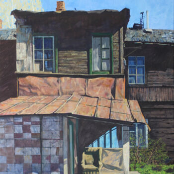 Painting titled "Старый дом" by Stanislav Dulatov, Original Artwork, Tempera