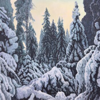 Картина под названием "Зимний вечер в Линд…" - Stanislav Dulatov, Подлинное произведение искусства, Темпера