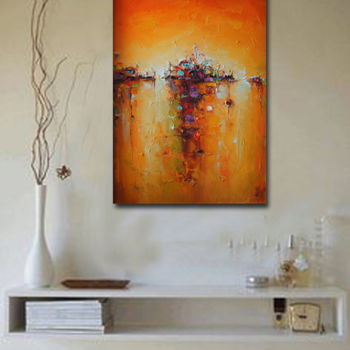 Painting titled "orange impression,…" by Stanislav Lazarov, Original Artwork, Oil