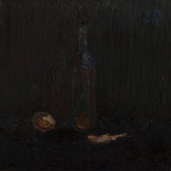 Картина под названием "Бутылка, картофель…" - Станислав Поликарпов, Подлинное произведение искусства, Масло