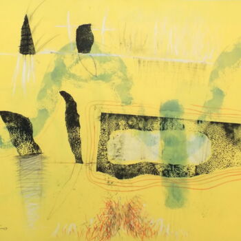 Painting titled "Abstrac landscape-II" by Stanislav Bojankov, Original Artwork, Charcoal