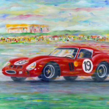 Painting titled "1962 Ferrari 250 GT…" by Stan Sweeney, Original Artwork, Oil Mounted on Wood Stretcher frame