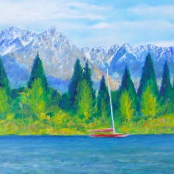 Schilderij getiteld "Lake Wakatipu" door Stan Sweeney, Origineel Kunstwerk