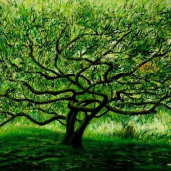 Pintura intitulada "Japanese Tree" por Stan Sweeney, Obras de arte originais