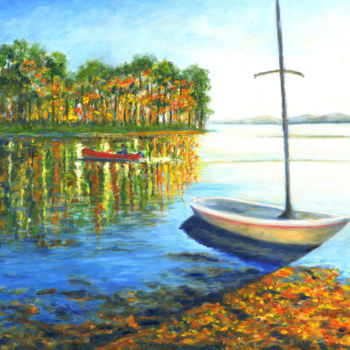 Peinture intitulée "Swift Creek Sunset" par Stan Sweeney, Œuvre d'art originale, Huile Monté sur Châssis en bois