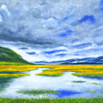 제목이 "Iceland Glacier"인 미술작품 Stan Sweeney로, 원작, 기름 나무 들것 프레임에 장착됨