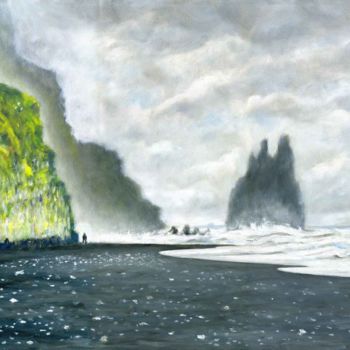 Peinture intitulée "Iceland Reynisfjara" par Stan Sweeney, Œuvre d'art originale, Huile