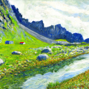 Картина под названием "Iceland Stream" - Stan Sweeney, Подлинное произведение искусства, Масло