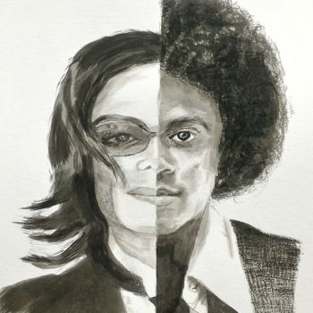 Malerei mit dem Titel "Michael Jackson" von Joel Massau, Original-Kunstwerk, Tinte