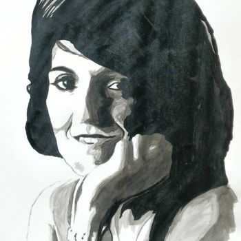 Peinture intitulée "Florence F." par Joel Massau, Œuvre d'art originale, Encre