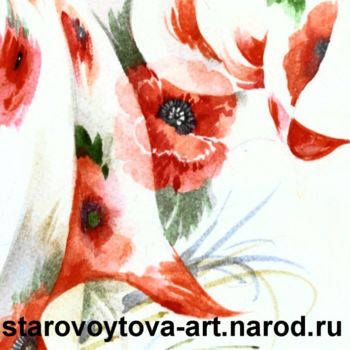Malerei mit dem Titel "Poppy (fragment)" von Nadia Starovoytova, Original-Kunstwerk, Öl