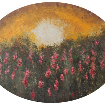 Painting titled "EVENING FIELD oval…" by Stasy Vo, Original Artwork, Acrylic