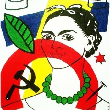 Painting titled "Hommage à Frida Kah…" by Cornelie Statius Muller, Original Artwork, Oil
