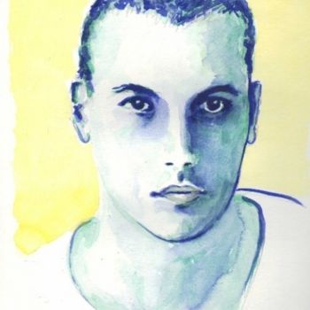 Peinture intitulée "Portrait Bleu sur F…" par Cornelie Statius Muller, Œuvre d'art originale, Huile