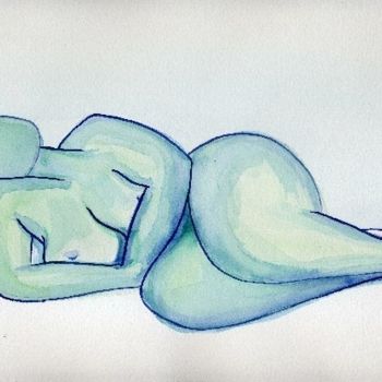 Peinture intitulée "Nu Bleu" par Cornelie Statius Muller, Œuvre d'art originale, Huile