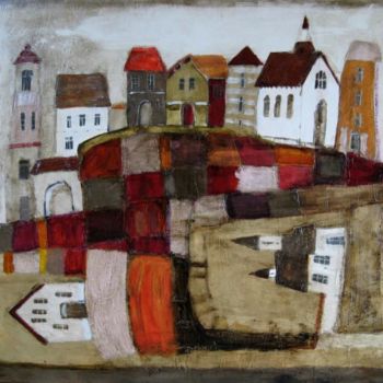 Painting titled "City I" by Dominika Stawarz-Burska, Original Artwork, Oil