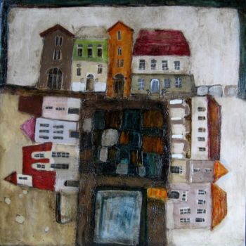 Картина под названием "Center of the city" - Dominika Stawarz-Burska, Подлинное произведение искусства, Масло