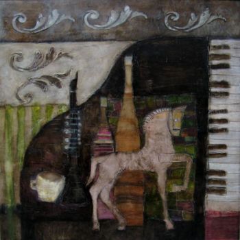 Malarstwo zatytułowany „Piano” autorstwa Dominika Stawarz-Burska, Oryginalna praca, Olej