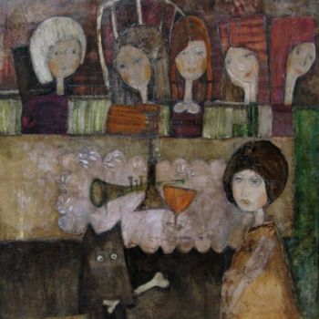 Malerei mit dem Titel "Party" von Dominika Stawarz-Burska, Original-Kunstwerk, Öl