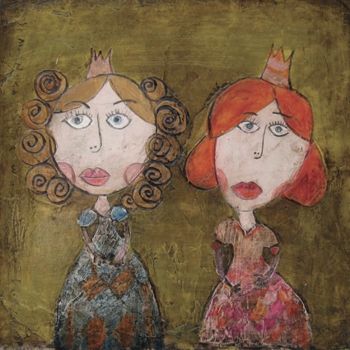 Malerei mit dem Titel "Two Princesses" von Dominika Stawarz-Burska, Original-Kunstwerk, Öl