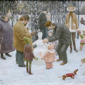Картина под названием "Скульпторы на прогу…" - Владимир Стахеев, Подлинное произведение искусства
