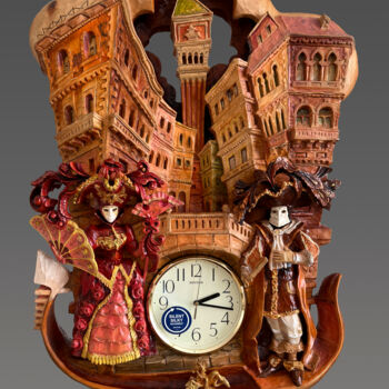 Skulptur mit dem Titel "l'horloge "Venise".…" von Sergey Kolokoltsov, Original-Kunstwerk, Holz
