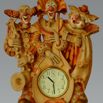 Sculpture titled "И рыжий Толик тоже.…" by Sergey Kolokoltsov, Original Artwork, Wood Mounted on Wood Panel