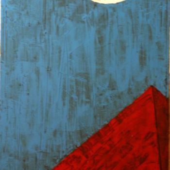 Painting titled "la luna e la barca" by Stecchi Massimo, Original Artwork