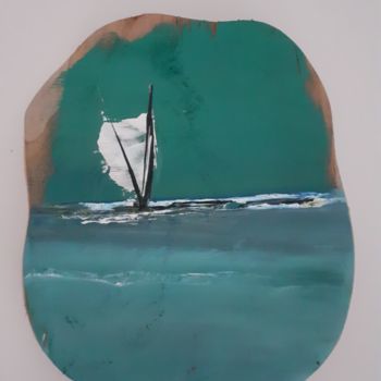 Pintura intitulada "Paysage marin sur t…" por Ditellia Steeland, Obras de arte originais, Acrílico