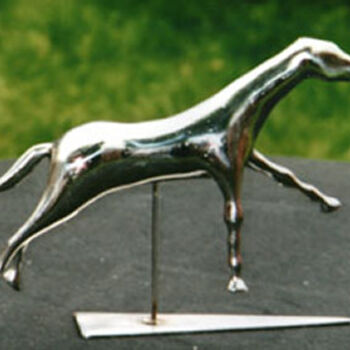Sculpture titled "Stahl-Skulptur-Renn…" by Stahl Farbe, Original Artwork, Metals