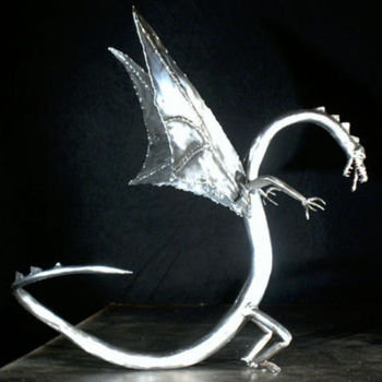 Skulptur mit dem Titel "Stahlskulptur Schla…" von Stahl Farbe, Original-Kunstwerk, Metalle