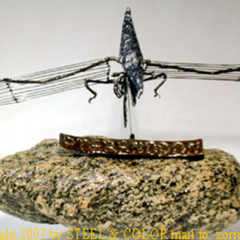 Sculpture titled "Stahlskulptur Flugs…" by Stahl Farbe, Original Artwork, Metals