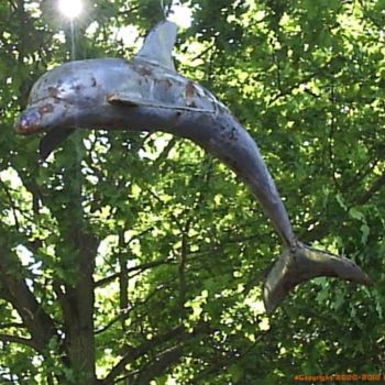 Scultura intitolato "dolphin_welded_shee…" da Stahl Farbe, Opera d'arte originale, Metalli