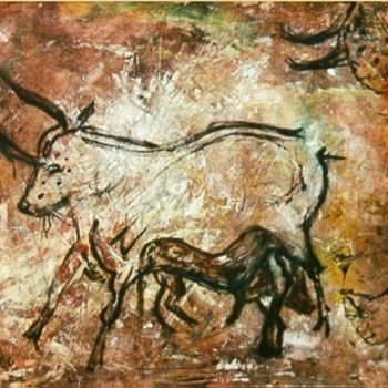 Schilderij getiteld "cave painting" door Annette Steens, Origineel Kunstwerk