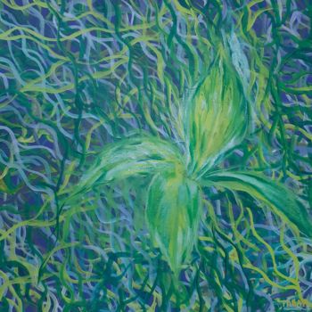 Pintura titulada "Plante épanouie" por Steeve Tabar, Obra de arte original, Acrílico Montado en Bastidor de camilla de madera