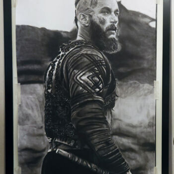 Рисунок под названием "RAGNAR LODBROK REAL…" - Steeven Shaw, Подлинное произведение искусства, Древесный уголь