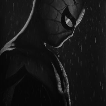 Dessin intitulée "Spiderman Charcoal…" par Steeven Shaw, Œuvre d'art originale, Fusain