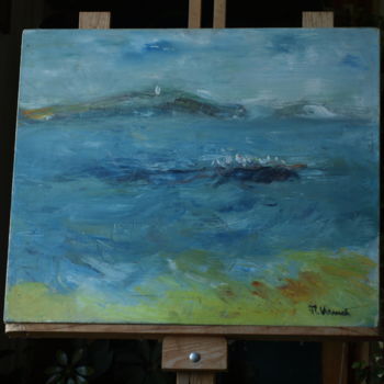 Painting titled "Seagulls and the Sea" by Petar Ivanov, Original Artwork, Oil