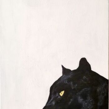 Картина под названием "Panthère noire, nui…" - Stefan, Подлинное произведение искусства, Акрил Установлен на Деревянная рама…