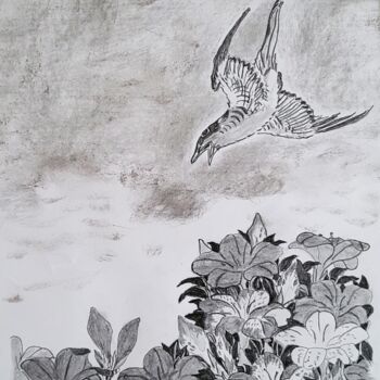 Drawing titled "Colibri du Japon" by Stefan, Original Artwork, Pencil