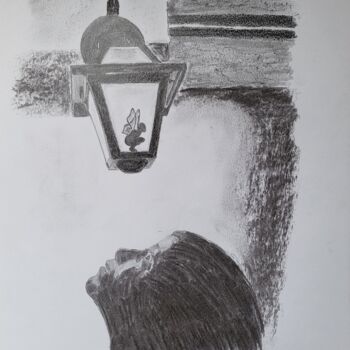 Drawing titled "Derrière la lumière" by Stefan, Original Artwork, Pencil