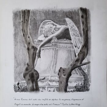 Drawing titled "L'ange perdu" by Stefan, Original Artwork, Pencil
